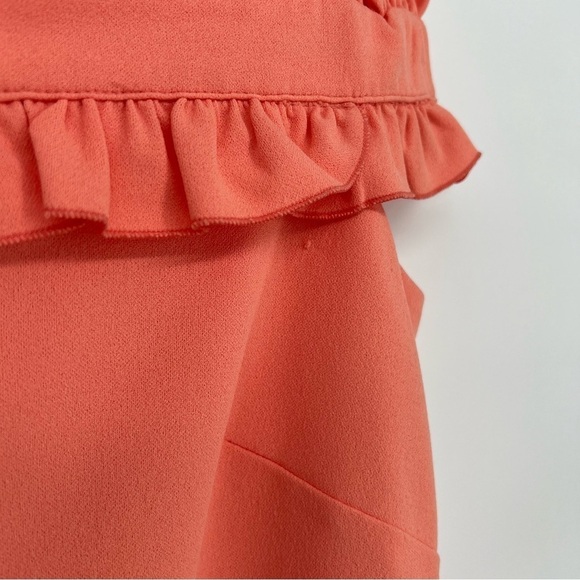Marina Off-The-Shoulder Ruffle Coral Pencil Dress - Picture 5 of 13